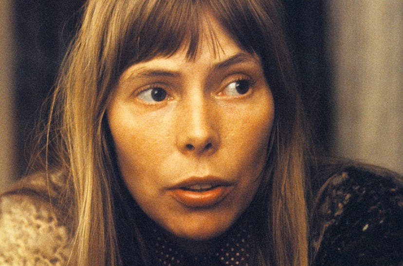 A portrait of Joni Mitchell, music baby names inspiration, being interviewed in 1972 in Amsterdam, N...