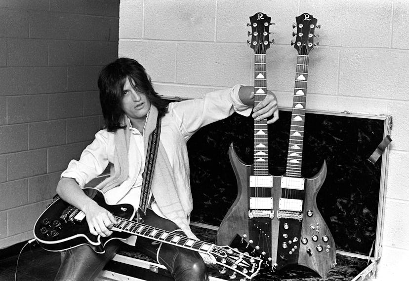 Aerosmith guitarist Joe Perry with a Gibson guitar, in a story about music baby names.