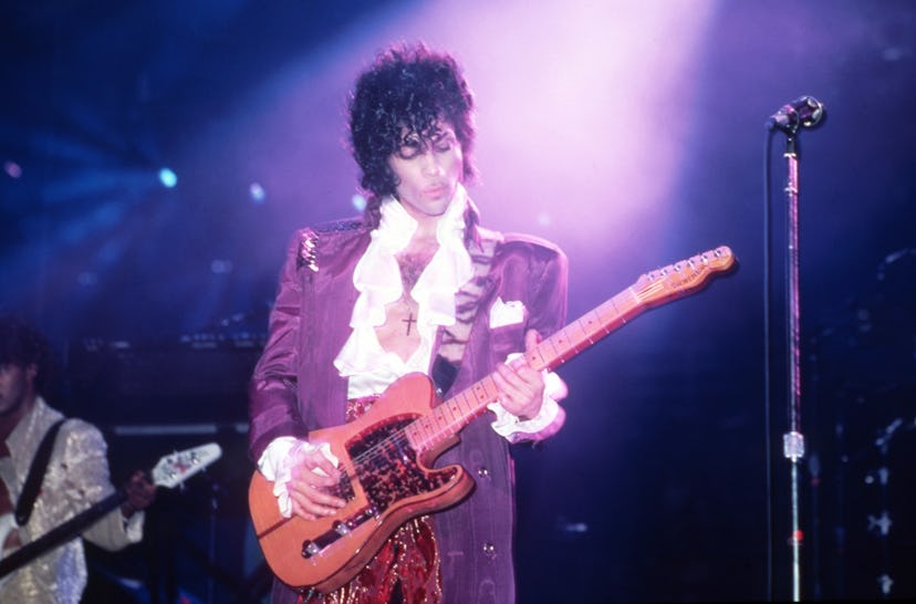 Music baby names inspiration and American singer Prince performs onstage during the 1984 Purple Rain...