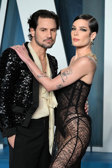 Alev Aydin and Halsey attend the 2022 Vanity Fair Oscar Party 