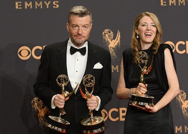 LOS ANGELES, CA - September 17:Charlie Brooker won the Emmy award for Outstanding Writing for a Limi...