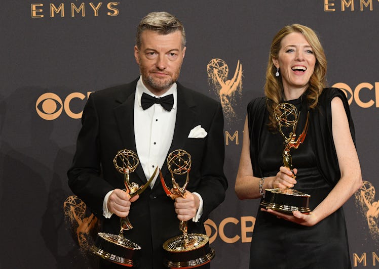 LOS ANGELES, CA - September 17:Charlie Brooker won the Emmy award for Outstanding Writing for a Limi...