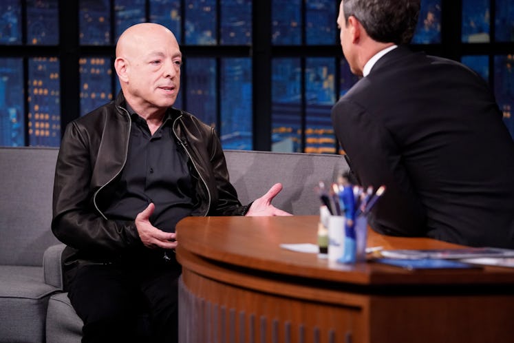 LATE NIGHT WITH SETH MEYERS -- Episode 863 -- Pictured: (l-r) Comic book writer Brian Michael Bendis...