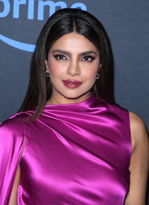 Priyanka Chopra purple lipstick and teased hair at 'Citadel' Los Angeles premiere