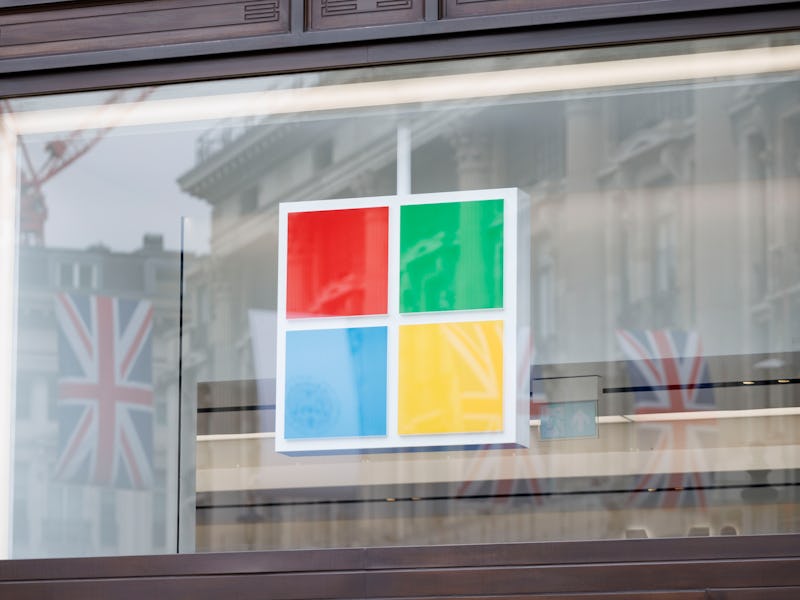 LONDON, ENGLAND - APRIL 26: A general view outside the Microsoft Experience Centre in Oxford Circus ...