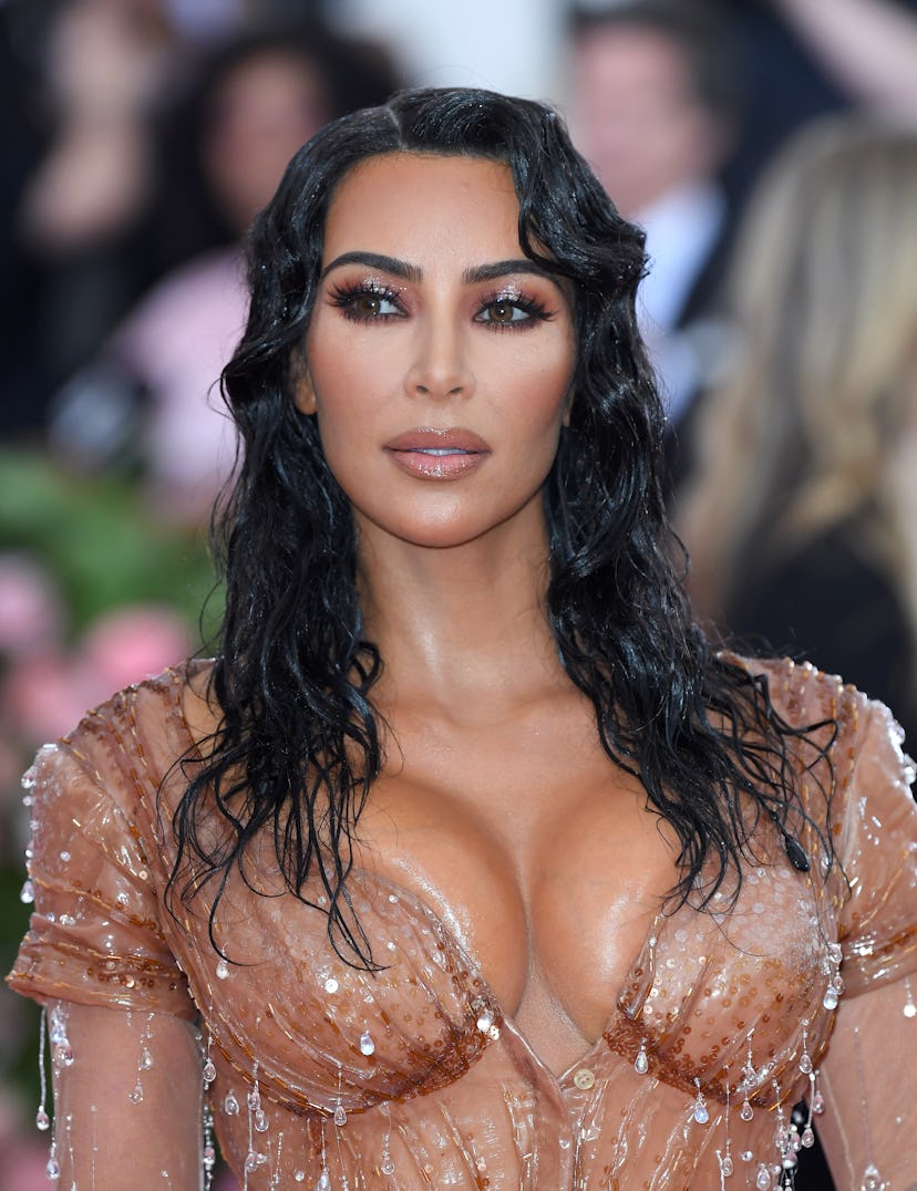 Kim Kardashian West's hair & makeup at the 2019 Met Gala celebrating Camp.