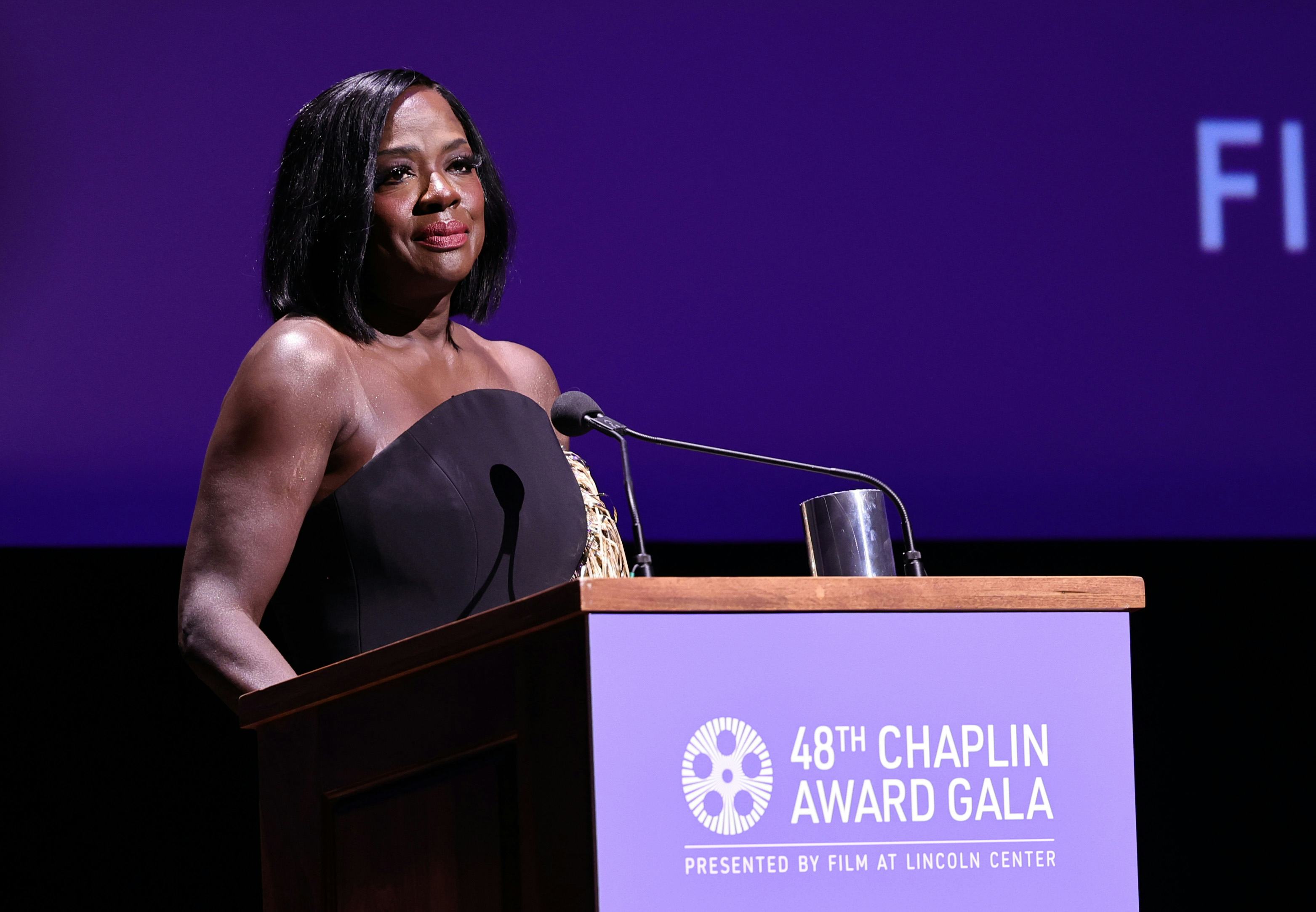 Viola Davis speaks onstage at the 2023 Chaplin Award Gala.
