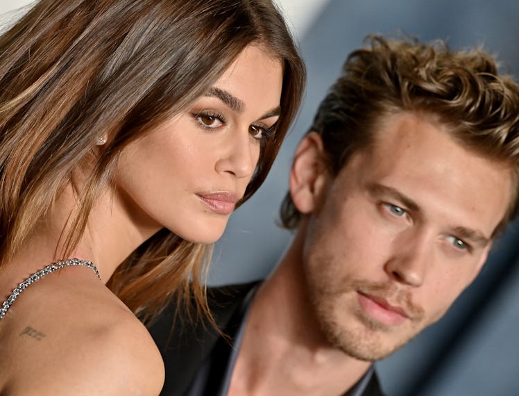 BEVERLY HILLS, CALIFORNIA - MARCH 12: Kaia Gerber and Austin Butler attend the 2023 Vanity Fair Osca...