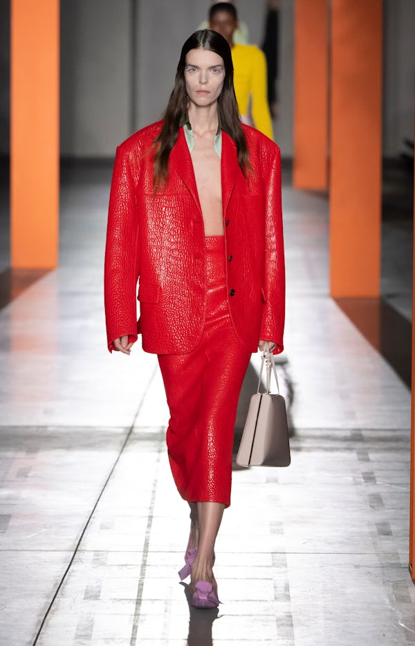 midi skirt suit: Prada Fall/Winter 23