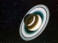 (Original Caption) In this artist's conception, Saturn is shown as it might be seen from far below t...