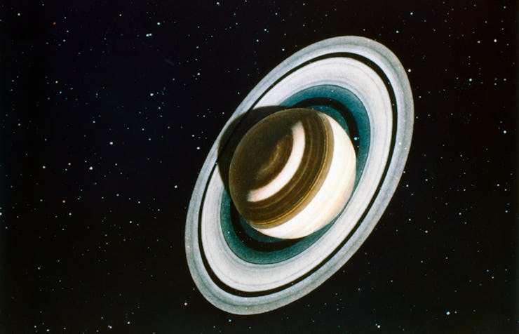 (Original Caption) In this artist's conception, Saturn is shown as it might be seen from far below t...