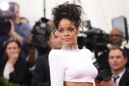 Rihanna with a funky updo at the 2014 Met Gala.