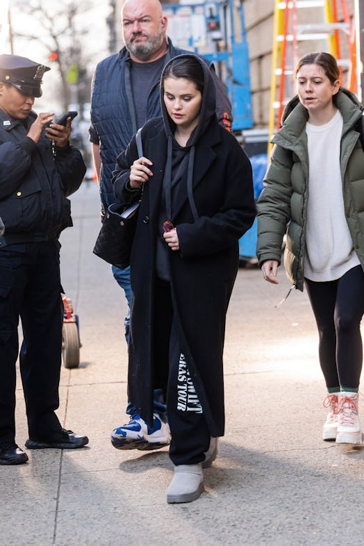 Selena Gomez is seen filming "Only Murders in the Building" in Washington Heights on April 04, 2023 ...