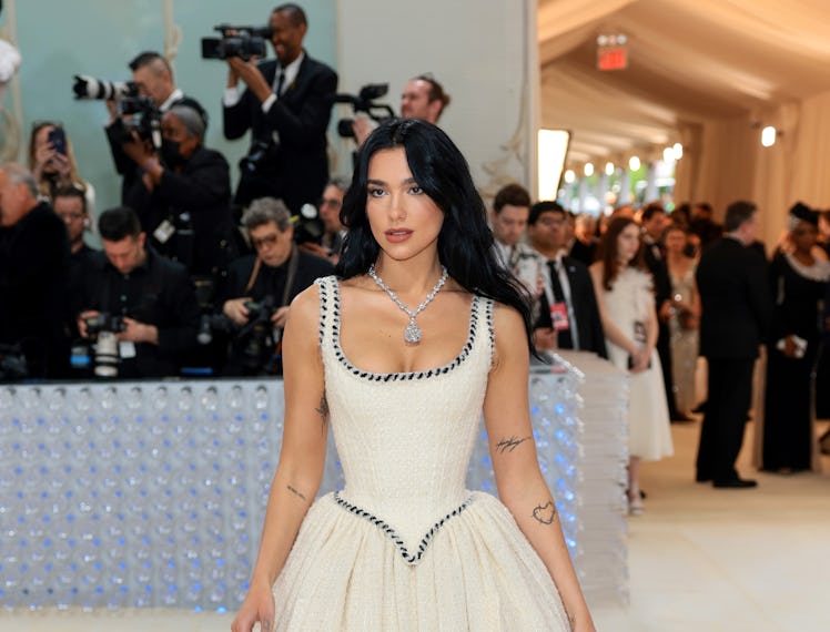 NEW YORK, NEW YORK - MAY 01: Dua Lipa attends The 2023 Met Gala Celebrating "Karl Lagerfeld: A Line ...