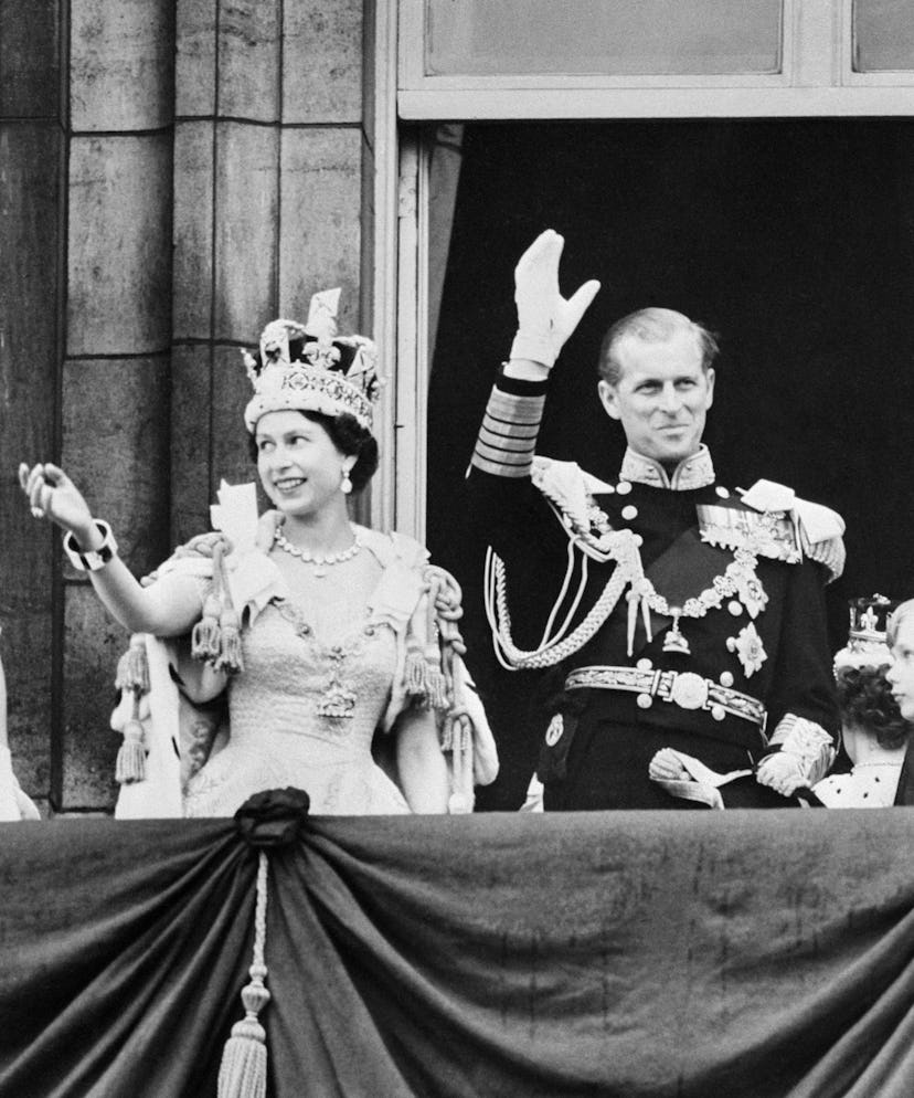 Queen Elizabeth II of Great Britain (L) accompanied by her husband Prince Philip, Duke of Edinburgh ...