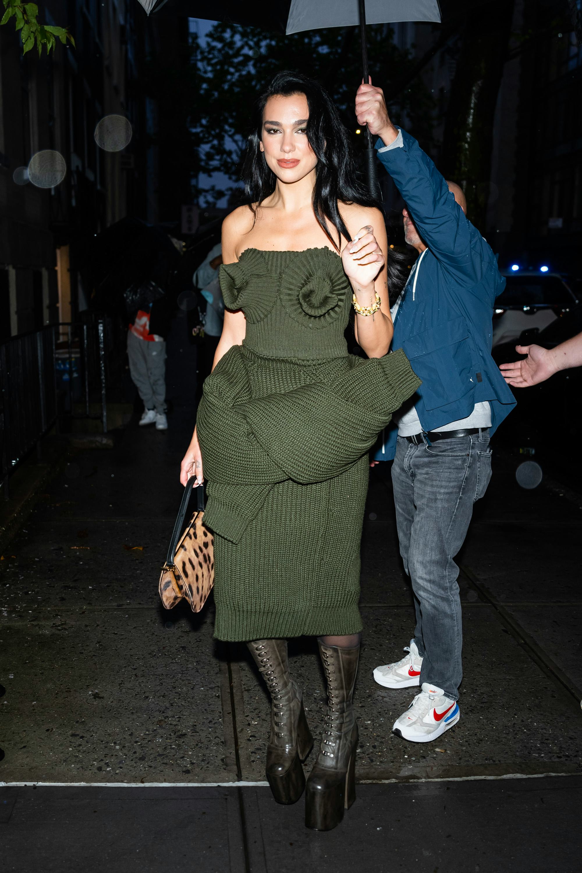 NEW YORK, NEW YORK - APRIL 30: Dua Lipa is seen arriving for a pre-Met Gala dinner hosted by Anna Wi...