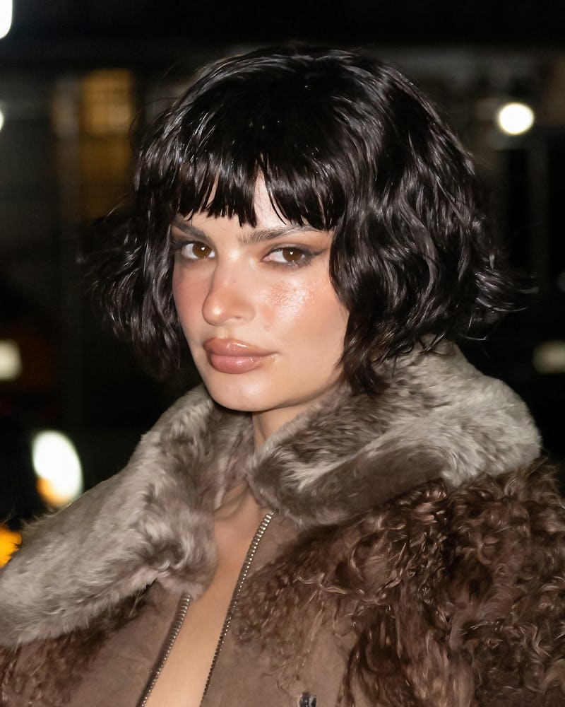 Emily Ratajkowski micro bob with choppy bangs