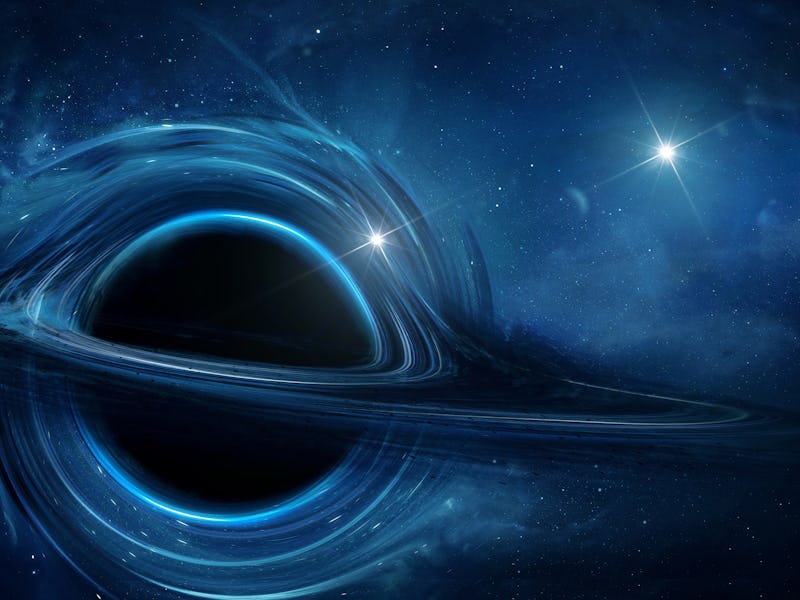 Illustration of the event horizon of a black hole, created on June 16, 2021. (Illustration by Tobias...