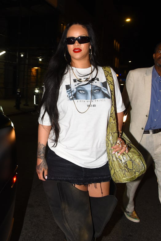 NEW YORK, NEW YORK - AUGUST 13: Rihanna is seen out and about in Manhattan on August 13, 2022 in New...