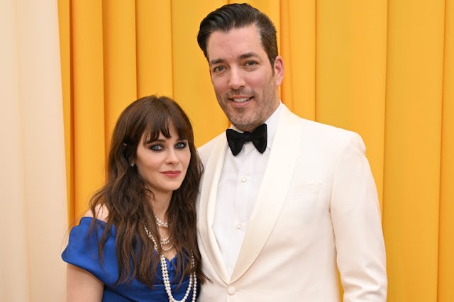 Zooey Deschanel and Jonathan Scott attend the Elton John AIDS Foundation's 31st Annual Academy Award...