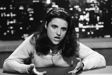 SATURDAY NIGHT LIVE -- Episode 16 -- Pictured: Julia Louis-Dreyfus during the 'Saturday Night News' ...