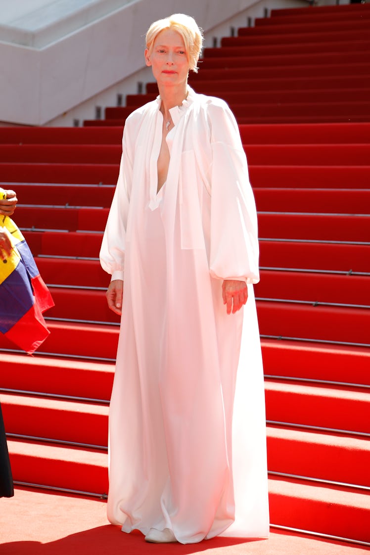 Tilda Swinton arrives at the premiere of 'Menoria' during the 74th Cannes Film Festival 