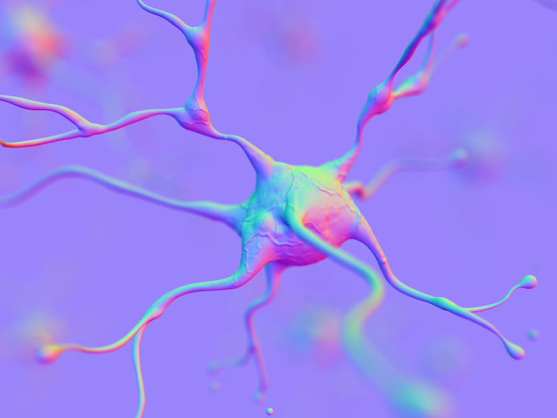 System of neurons with glowing connections on black background