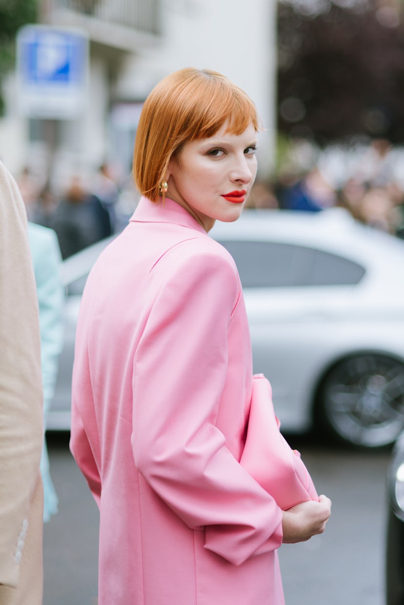 PARIS, FRANCE - OCTOBER 02: Hari Nef poses wearing Givenchy after the Givenchy show during Paris Fas...