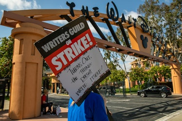 BURBANK, CA - MAY 10: Writers Guild of America strike continues for 9th day in front of Disney, Burb...