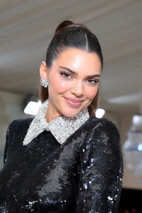 Kendall Jenner wears a sparkly outfit at the 2023 Met Gala. 