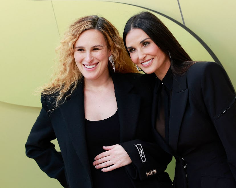 US actress Demi Moore and her daughter Rumer Willis arrive for the Versace Fall/Winter 2023 fashion ...