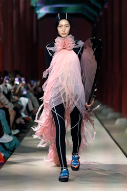 South Korean model Sora Choi walks the runway at the Versace fashion show  Spring Summer 2022.