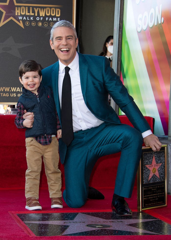 Talk Show host Andy Cohen poses with his son Benjamin during the ceremony to honor him with a Hollyw...