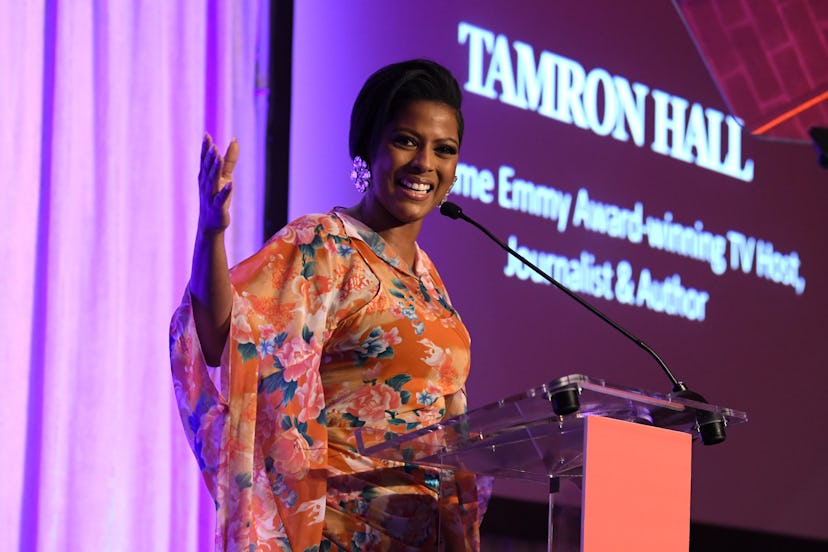 NEW YORK, NEW YORK - APRIL 19: Tamron Hall speaks onstage at the 2023 Groundbreaker Awards honoring ...