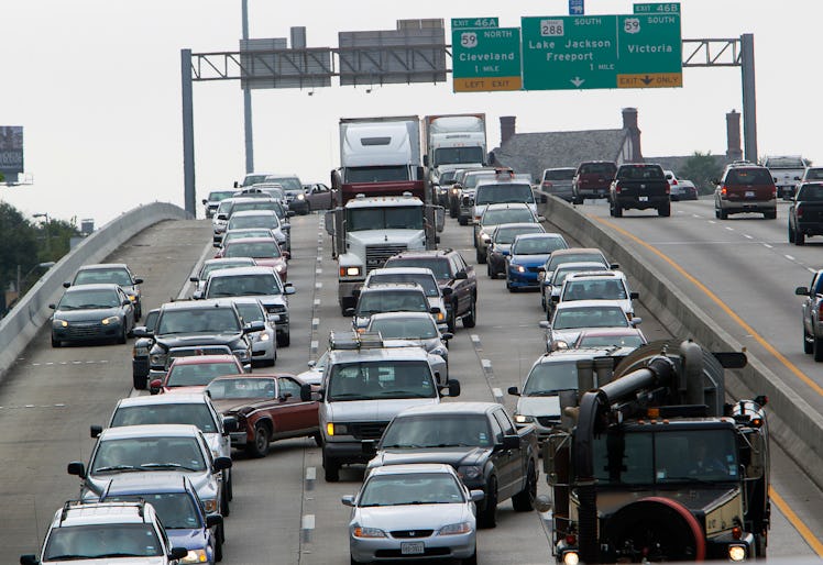 Traffic slows to a crawl on the Pierce Elevated North bound at the Allen Parkway exit North bound af...