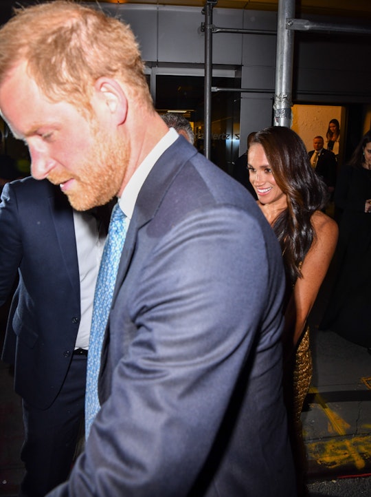 Meghan Markle, Duchess of Sussex, and Prince Harry, Duke of Sussex leave The Ziegfeld Theatre on May...