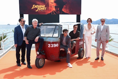 CANNES, FRANCE - MAY 18: James Mangold, Harrison Ford, Ethann Isidore, Boyd Holbrook, Phoebe Waller-...