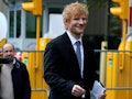 British singer-songwriter Ed Sheeran departs Manhattan Federal Court in New York, on May 4, 2023. - ...