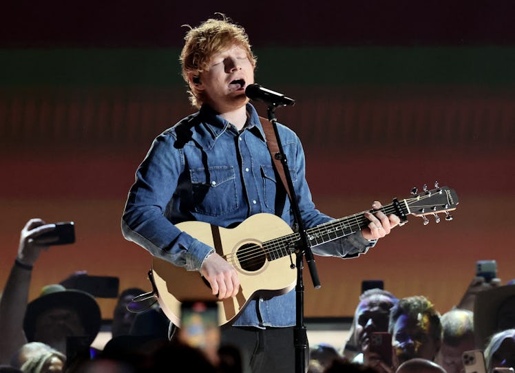 FRISCO, TEXAS - MAY 11: Ed Sheeran performs onstage during the 58th Academy Of Country Music Awards ...