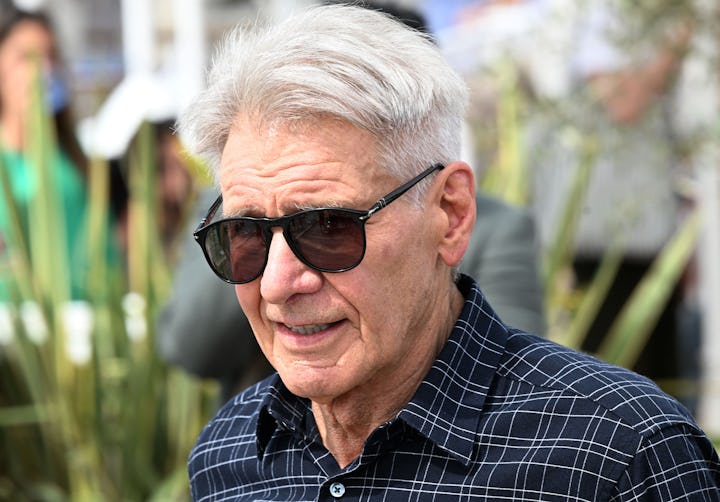 US actor Harrison Ford attends a photocall for the film "Indiana Jones and the Dial of Destiny" duri...