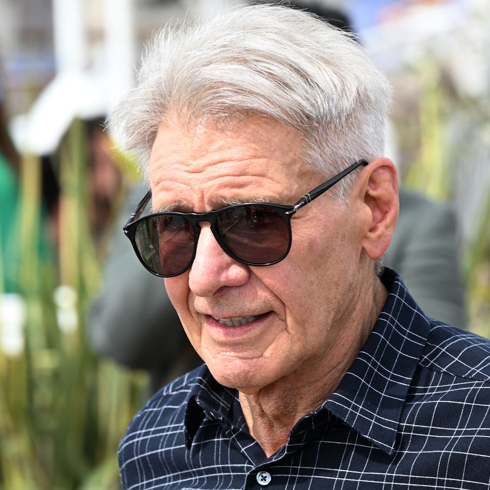 US actor Harrison Ford attends a photocall for the film "Indiana Jones and the Dial of Destiny" duri...