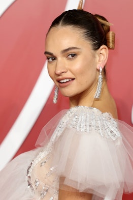 Lily James hairbow updo 2022