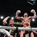 Mazzon Christian celebrating after victory during the Boxing Italian Superwelterweight Title - Russo...