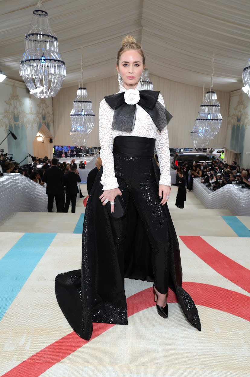 NEW YORK, NEW YORK - MAY 01: Emily Blunt attends The 2023 Met Gala Celebrating "Karl Lagerfeld: A Li...