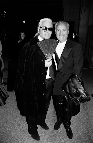 Karl Lagerfeld and Gianni Versace attend The Metropolitan Museum of Art Costume Institute 1995 "Haut...