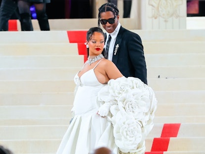 NEW YORK, NY - MAY 01: Rihanna and ASAP Rocky are seen attending The 2023 Met Gala Celebrating 'Karl...