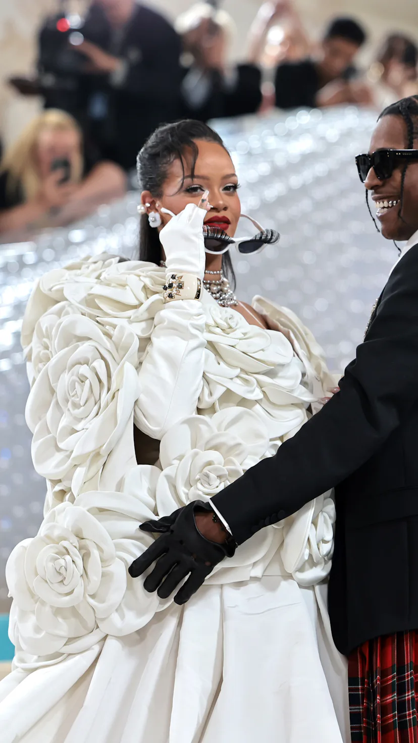 NEW YORK, NEW YORK - MAY 01: Rihanna and A$AP Rocky attend The 2023 Met Gala Celebrating "Karl Lager...