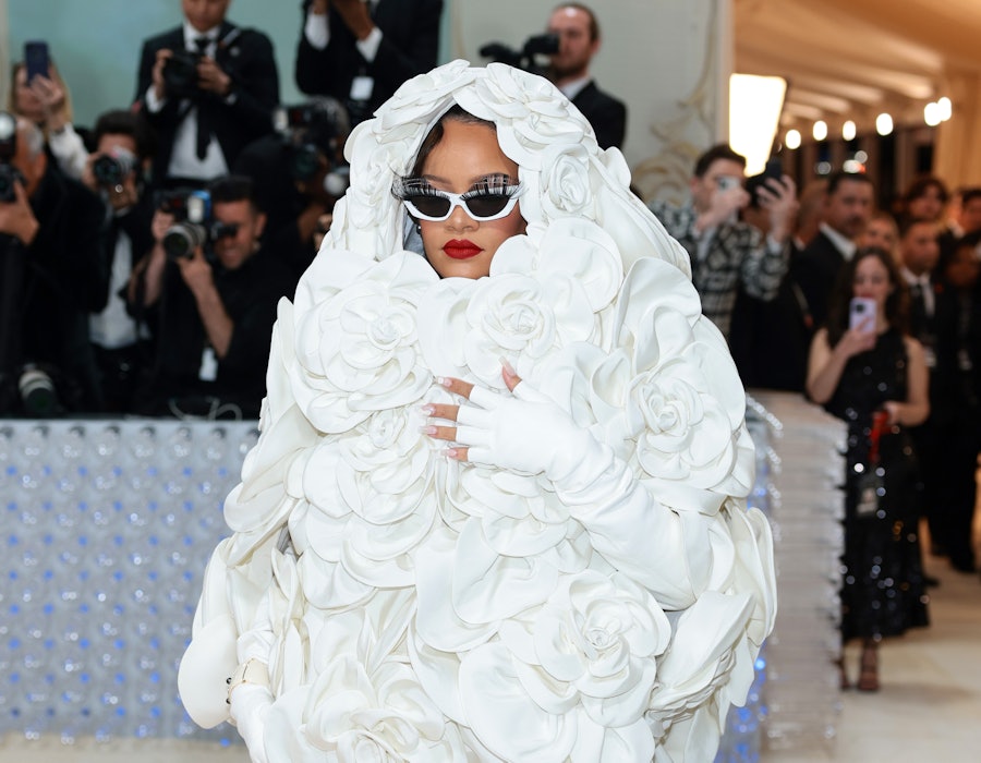 Rihanna attends the 2023 Met Gala Celebrating "Karl Lagerfeld: A Line Of Beauty" at The Metropolitan...