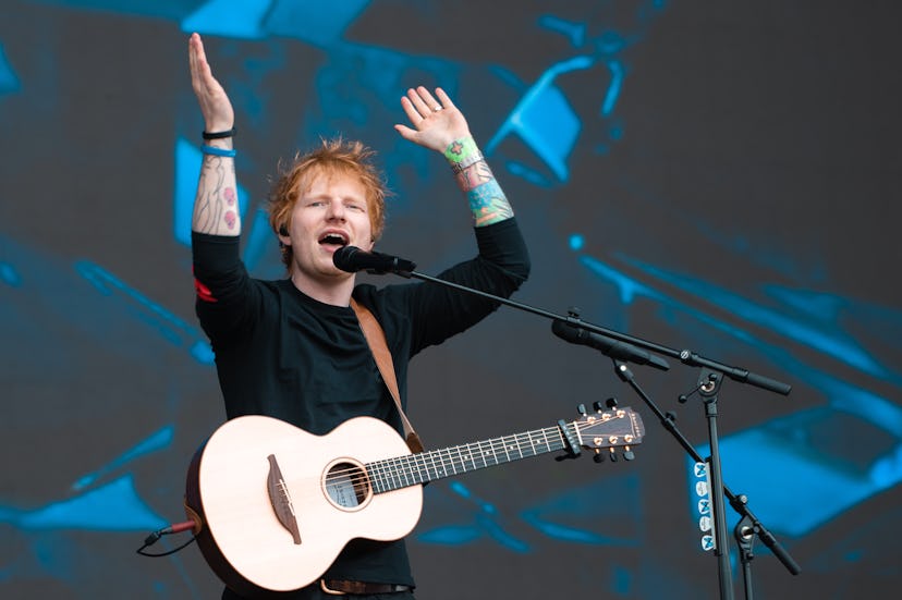 COVENTRY, ENGLAND - MAY 28:  Ed Sheeran performs on the Main Stage at War Memorial Park on May 28, 2...