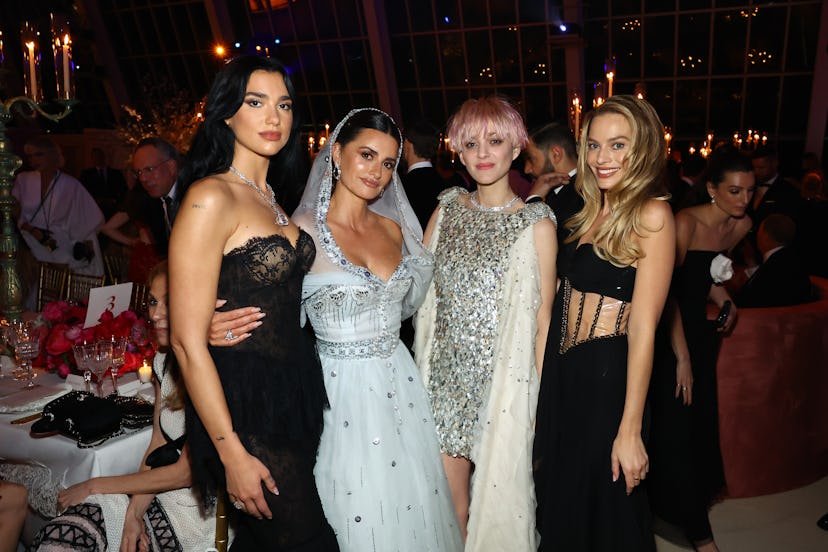 NEW YORK, NEW YORK - MAY 01: (L-R) Dua Lipa, Penélope Cruz, Marion Cotillard and Margot Robbie atten...